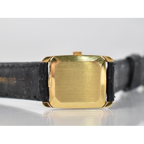 188 - A Vintage 18ct Gold Cased Ladies Omega Manual Wrist Watch, Champagne Face with Baton Hour Indicators... 