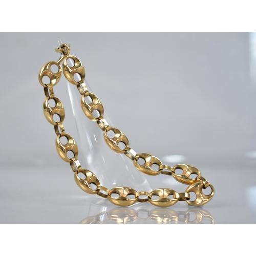 142 - A Gold Metal Mariner Link Bracelet, Twelve Hollow Links Measuring 12mm by 9mm, 19.8mm Long Approx, S... 