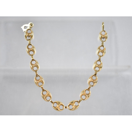 142 - A Gold Metal Mariner Link Bracelet, Twelve Hollow Links Measuring 12mm by 9mm, 19.8mm Long Approx, S... 