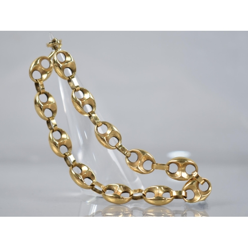 142 - A Gold Metal Mariner Link Bracelet, Twelve Hollow Links Measuring 12mm by 9mm, 19.8mm Long Approx, S... 