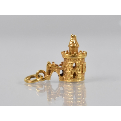 63 - A 9ct Gold Charm, 'The Bloody Tower', 1.8gms, 14mm Tall