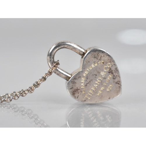 204 - A 'Return to Tiffany'  Silver Padlock on Chain, Padlock with Functioning Clasp and Measuring 23mm Hi... 