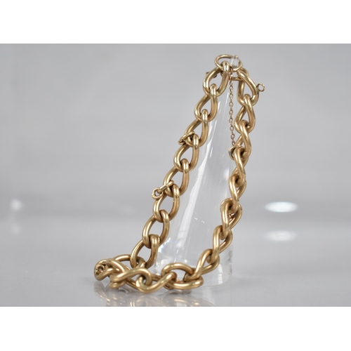 147 - A 20th Century 9ct Gold Charm Bracelet, (Missing Clasp) Shaped Curb Links Stamped 9.375, Eight Addit... 