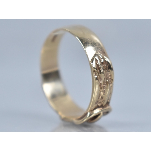 149 - A 9ct Gold Ring, Realistically Modelled as a Belt and Buckle to a Flat Polished Band, Birmingham 198... 