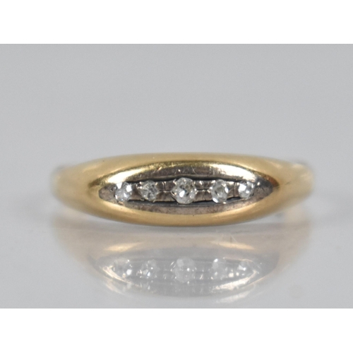 70 - An Early 20th Century 18ct Gold and Diamond Boat Style Ring, Five Old Round Cut Stones (Each 1.1mm D... 