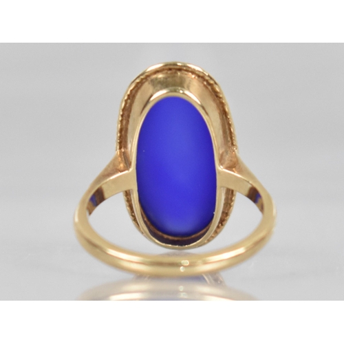 76 - A 9ct Gold and Blue Chalcedony Agate (untested) Dress Ring,  Oval Cabochon Stone Measuring 21mm by 1... 