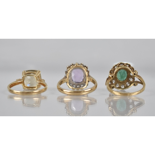 78 - A Collection of Three 9ct Gold Mounted Jewelled Rings to include Citrine and White Sapphire, Amethys... 