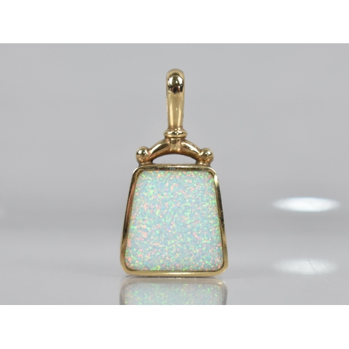 79 - A Modern 9ct Gold Mounted Jewelled Fob of Trapezoid Form  with Inset Jewelled Panels, 34.6mm Tall, D... 