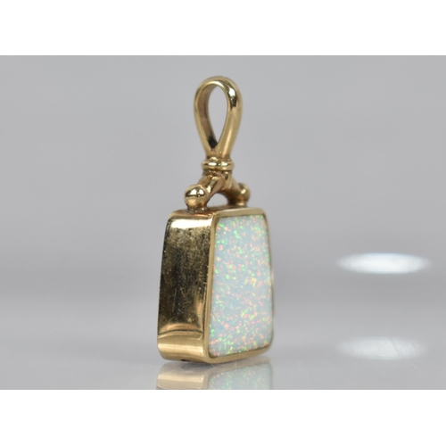 79 - A Modern 9ct Gold Mounted Jewelled Fob of Trapezoid Form  with Inset Jewelled Panels, 34.6mm Tall, D... 