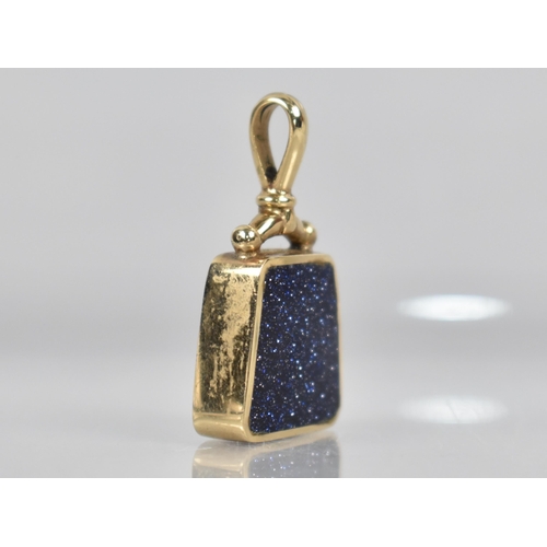 79 - A Modern 9ct Gold Mounted Jewelled Fob of Trapezoid Form  with Inset Jewelled Panels, 34.6mm Tall, D... 