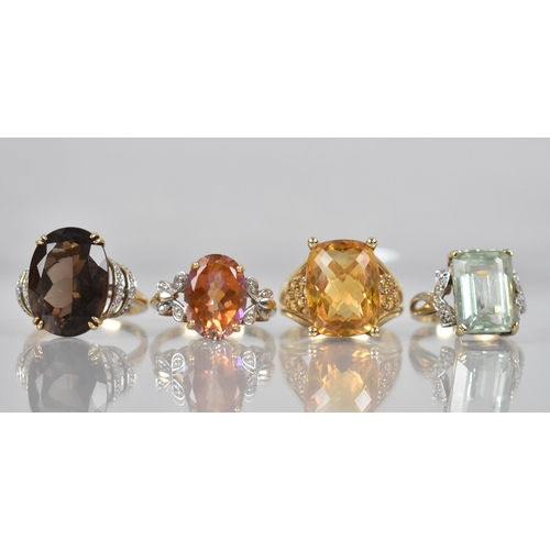 80 - A Collection of 9ct Gold Mounted Jewelled Dress Rings to comprise Orange Mystic Topaz and Diamond, S... 