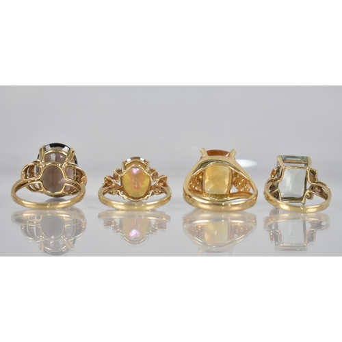 80 - A Collection of 9ct Gold Mounted Jewelled Dress Rings to comprise Orange Mystic Topaz and Diamond, S... 