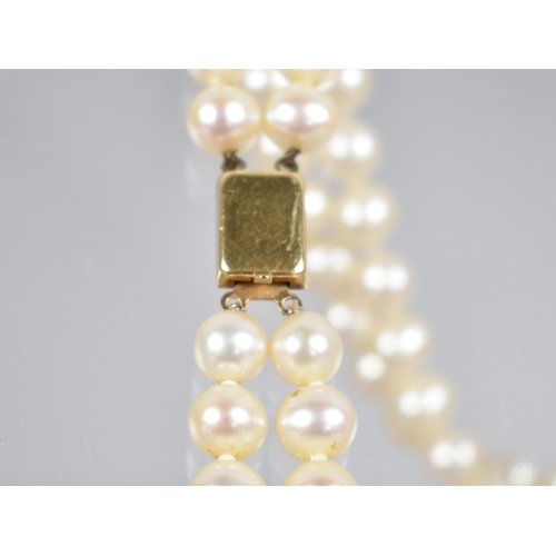 86 - A Two Row Pearl Necklace with 18ct Gold Clasp By JKa Kohle with Additional Two Row Extender, Matched... 