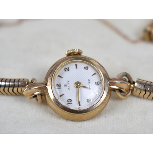 187 - A Ladies 9ct Gold Rolex Wristwatch, Circular Champagne Face with Arabic Numerals and Arrow Hour Indi... 