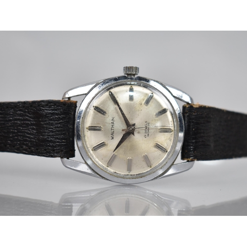 201 - A Vintage Stainless Steel Waltham Incabloc Wrist Watch, Silvered Dial with Chromed Double Baton Hour... 