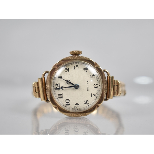 202 - A 1930s Rolex Wristwatch, Circular Dial with Engined Turned Wavy Decoration, Black Arabic Hour Indic... 