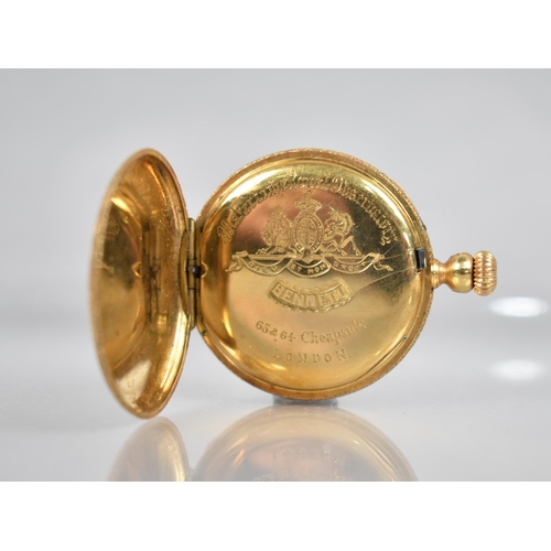 203 - An 18ct Gold Pocket Watch by Bennett (Makers to The Royal Observatory), Gold Engraved Dial Decorated... 