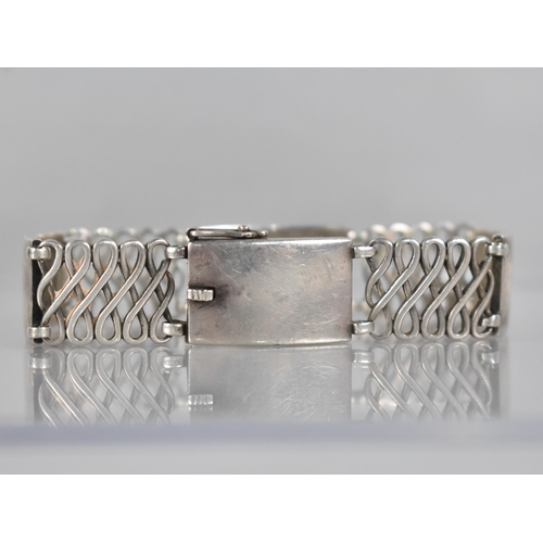 205 - Harald Nielsen for Georg Jensen: A Vintage Sterling Silver Bracelet, Alternating Polished Rectangula... 