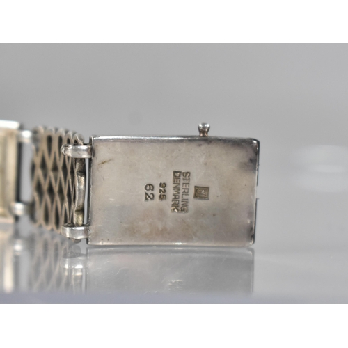 205 - Harald Nielsen for Georg Jensen: A Vintage Sterling Silver Bracelet, Alternating Polished Rectangula... 