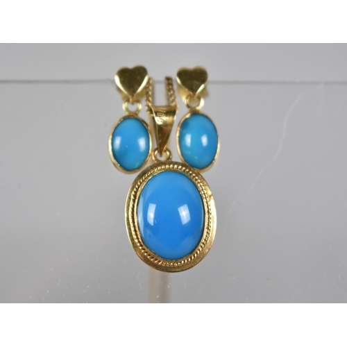 66 - A Suite of Matched Turquoise Mounted Jewellery to include Oval Cabochon Pendant with Collet Mount an... 