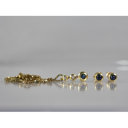 67 - A Matched Suite of Sapphire and Diamond Jewellery to include 18ct Gold Pendant on Chain Having Round... 