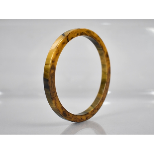 231 - A Mottled Orange, Brown and Green Bakelite Bangle, 11.8gms, 77mm Diameter External Dimension, 64mm I... 