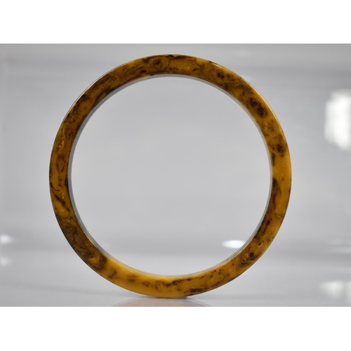 231 - A Mottled Orange, Brown and Green Bakelite Bangle, 11.8gms, 77mm Diameter External Dimension, 64mm I... 