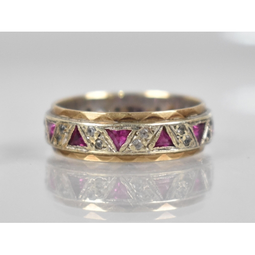 151 - Two 9ct Gold Eternity Rings, One having Silver Inner Band, Triangular Cut Rubies and Small Round Cut... 