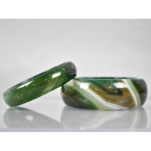 243 - Two Green Banded Agate Bangles, Largest 24mm Deep with an Internal Diameter of 64mm, Smallest 19mm D... 