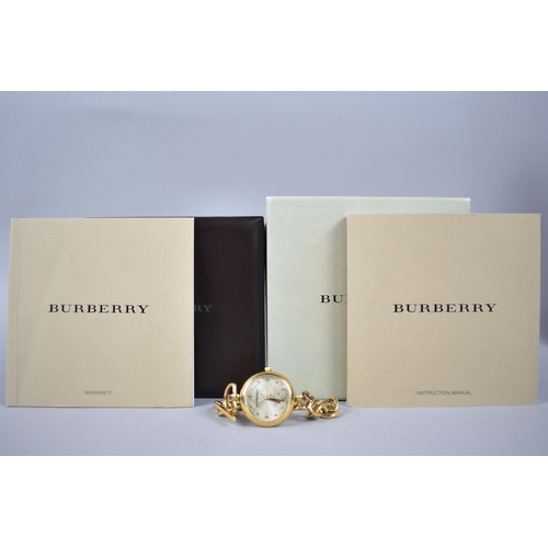 194 - A Boxed, Gilt Silver, Burberry Waterloo Wristwatch, Gilt Linen Textured Dial having Arabic Numerals ... 