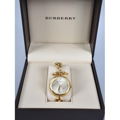 194 - A Boxed, Gilt Silver, Burberry Waterloo Wristwatch, Gilt Linen Textured Dial having Arabic Numerals ... 