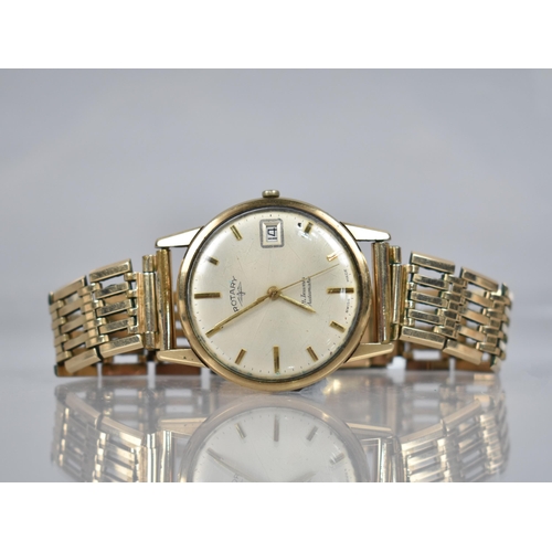 195 - A Vintage 9ct Gold Cased Automatic Rotary Wrist Watch, Champagne Dial with Gilt Hands and Baton Hour... 