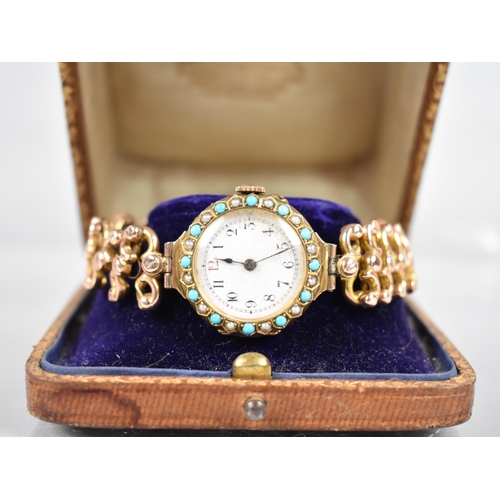 197 - A 9ct Gold Late 19th/Early 20th Century Wrist Watch having Circular White Enamel Dial, Minute Chapte... 