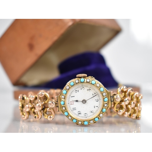 197 - A 9ct Gold Late 19th/Early 20th Century Wrist Watch having Circular White Enamel Dial, Minute Chapte... 