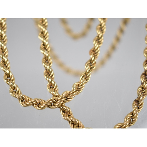 156 - An 18ct Gold Double Rope Twist Necklace, 83cms Long, Stamped to Clasp and Clasp Link, Bolt Ring Clas... 