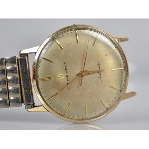 198 - A 9ct Gold Cased Gents Eterna-Matic Centenaire Automatic Swiss Wristwatch, Champagne Linen Dial with... 