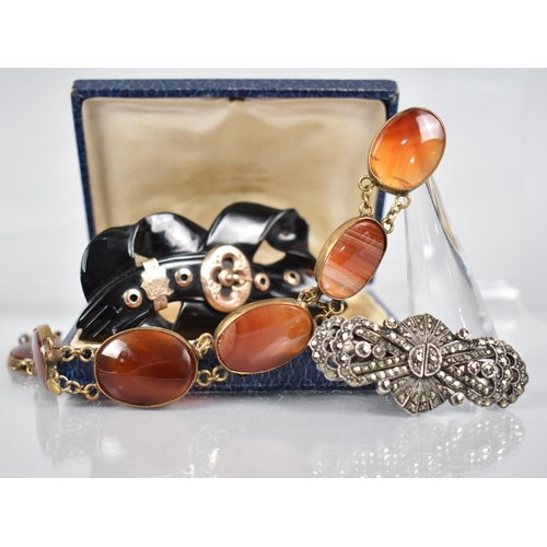 244 - A Collection of Late 19th/Early 20th Century Jewellery to include Large Polished Jet and Rose Gold M... 