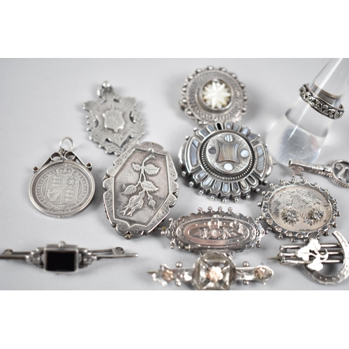 245 - A Large Collection of Victorian and Later Silver Items to include Victorian Half Crown, Agate Mounte... 