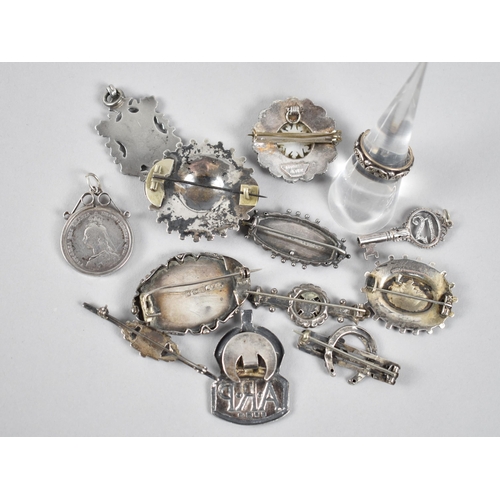 245 - A Large Collection of Victorian and Later Silver Items to include Victorian Half Crown, Agate Mounte... 