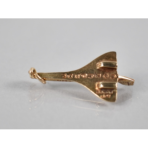 120 - A 9ct Gold Pendant/Charm, Concorde, Makers Mark AJH, 1.6gms, Birmingham 1973, 25.8mm Long