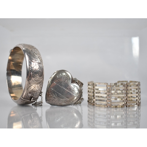 248 - A Collection of Vintage Silver Jewellery to include Seven Bar Gate Link Bracelet with Heart Shaped P... 