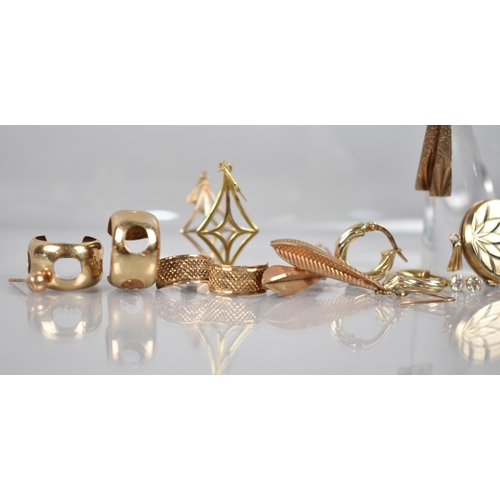 160 - A Collection of Various 9ct Gold Earrings to include Hoop, Circular and Faceted Examples, together w... 