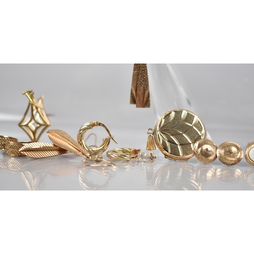 160 - A Collection of Various 9ct Gold Earrings to include Hoop, Circular and Faceted Examples, together w... 