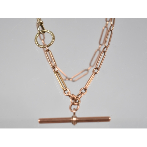 174 - A Late 19th/Early 20th Century 9ct Rose Gold Paper Clip Link Watch Chain, Long Oval Links Measuring ... 