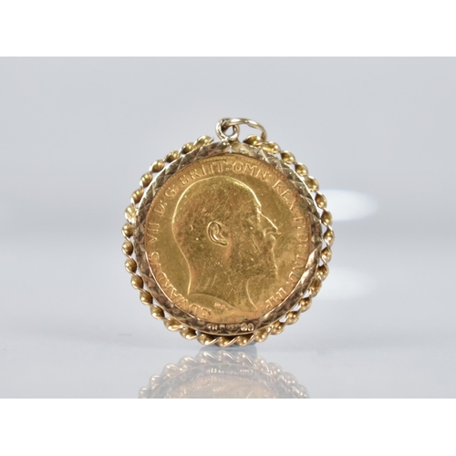 2 - A 1906 Edward VII Half Sovereign in 9ct Gold Mount, 5.1gms