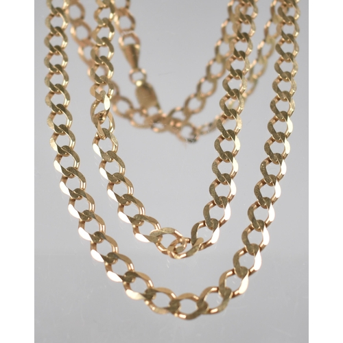 168 - A 9ct Gold Flattened Curb Chain Necklace, 16.3gms, 56.5cms Long