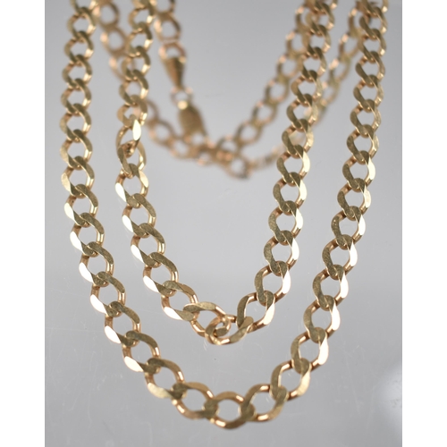 168 - A 9ct Gold Flattened Curb Chain Necklace, 16.3gms, 56.5cms Long