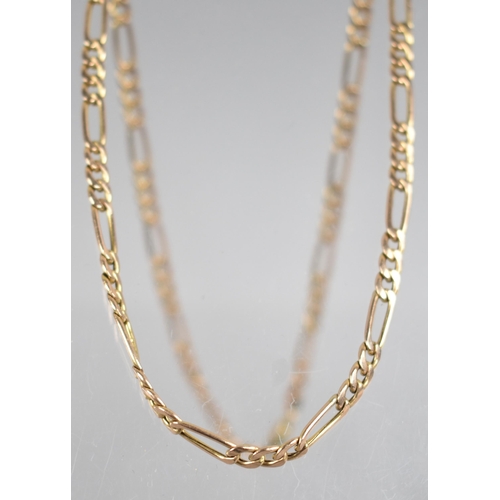 172 - A 9ct Gold Figaro Link Necklace, 46cms Long, Birmingham Import Mark, 6.3gms