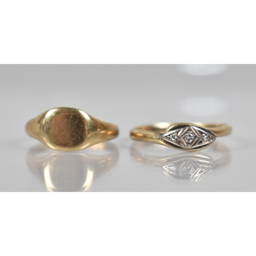 140 - Two 9ct Gold Rings to comprise and Early/Mid 20th Century Diamond Example, Round Cut Diamond 2.0mm D... 