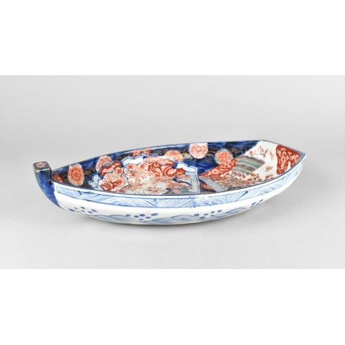 272 - A Japanese Imari Dish of Boat Form, 35cm long